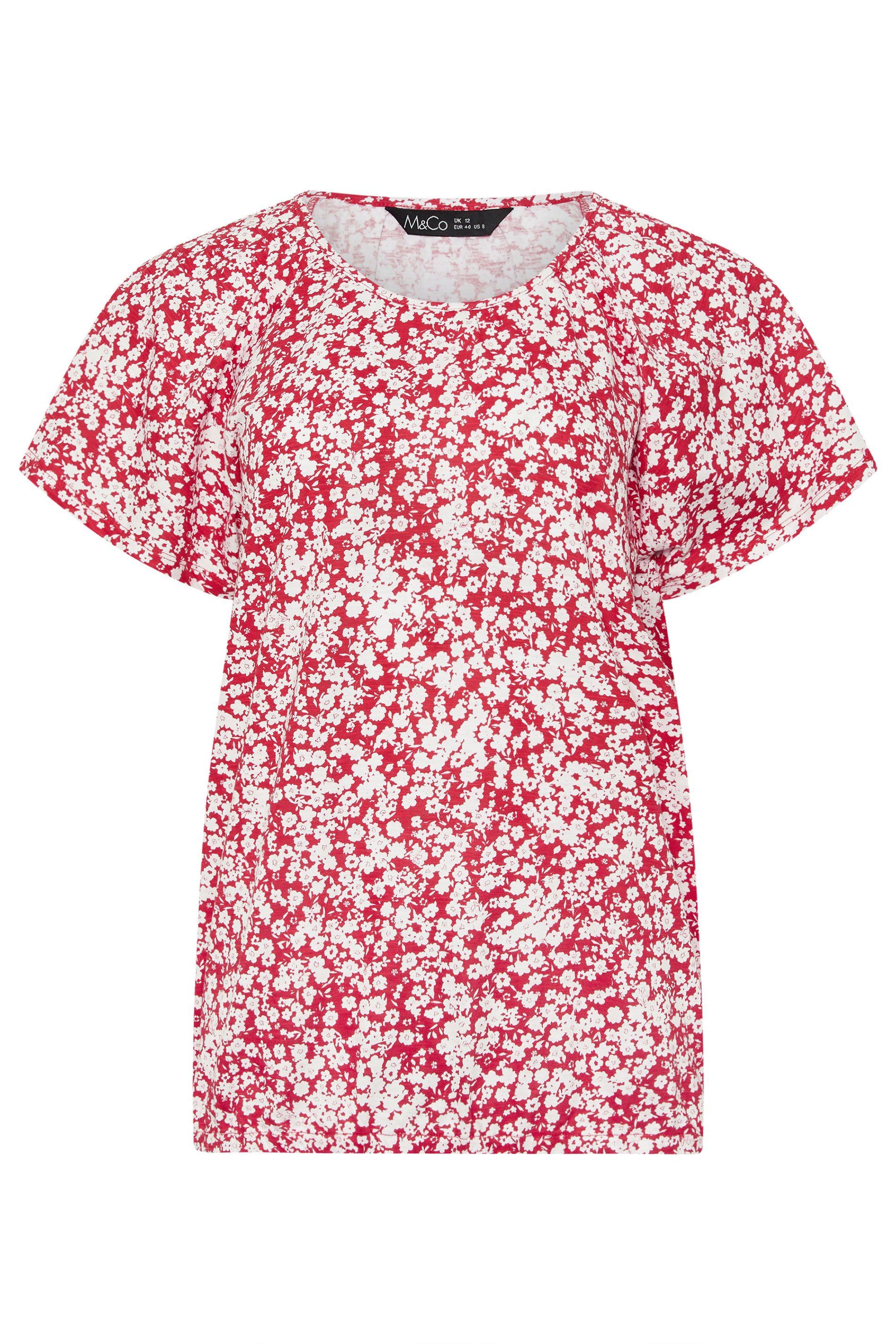 M&Co Ditsy Floral Cotton Scoop Neck Top