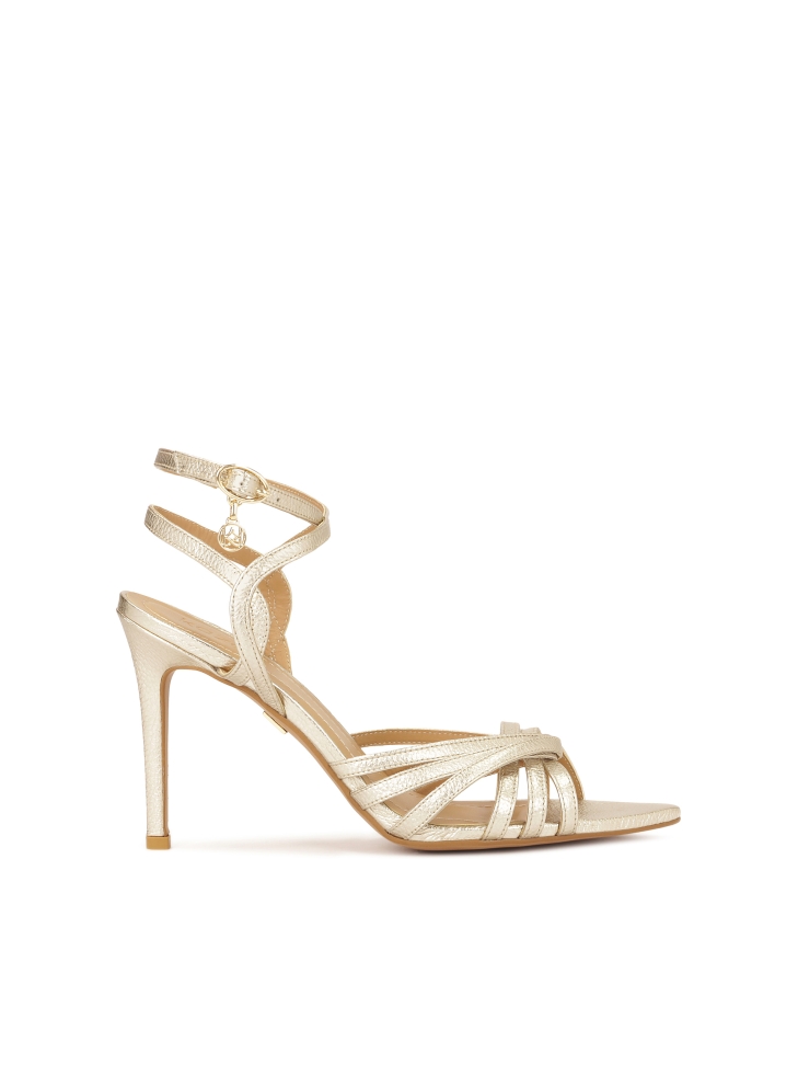 Gold heeled sandals with an elegant design