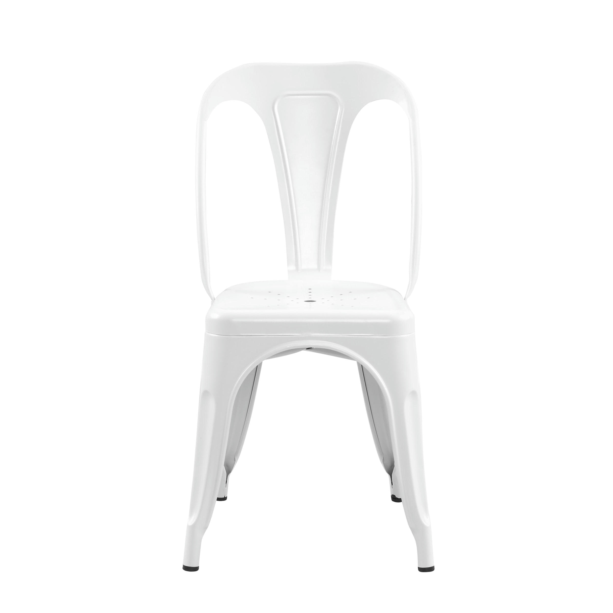 INDUS - Chaise en métal blanc mat (lot de 2)