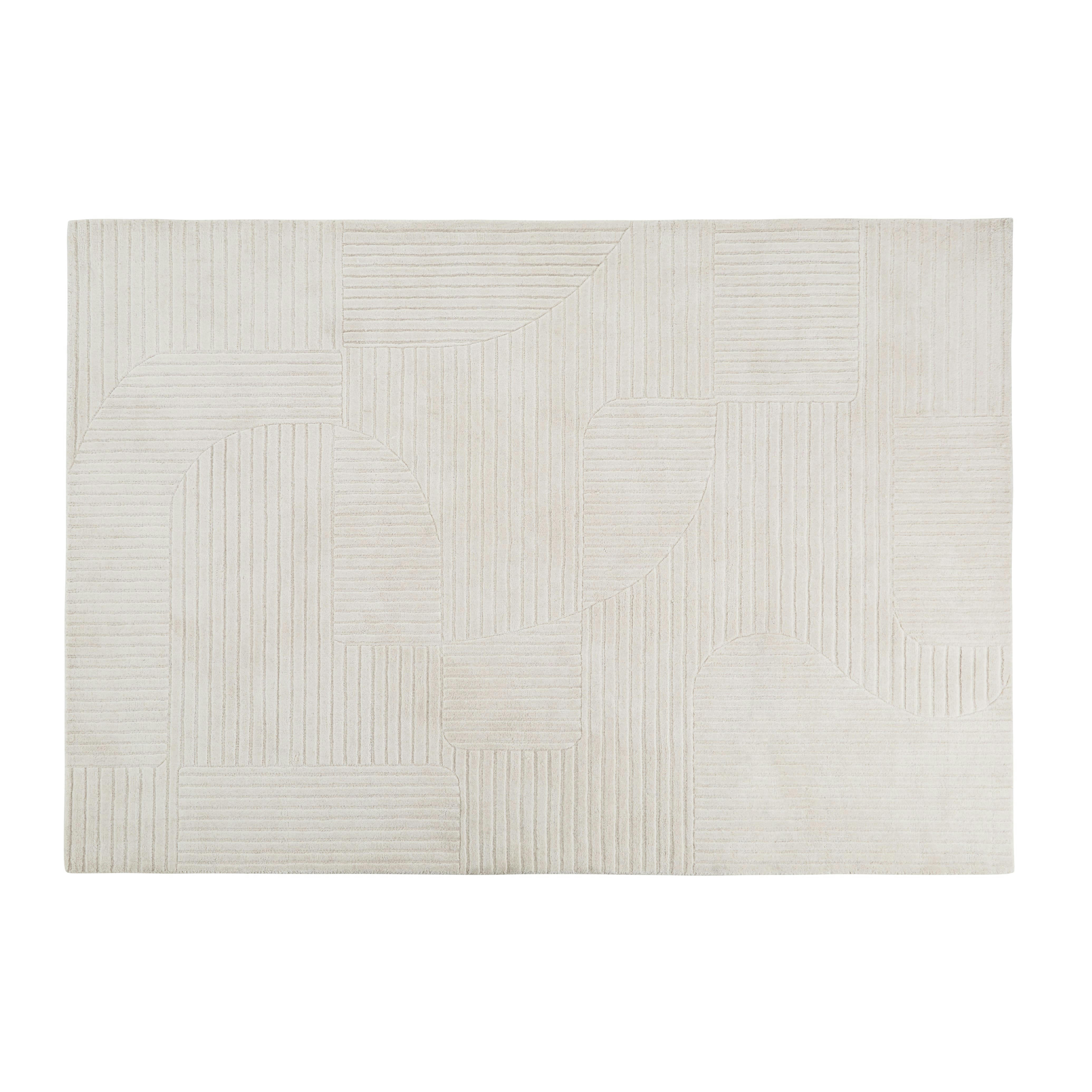 ELIAS - Tapis en laine ciselée et tuftée blanche 160x230