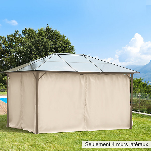 Parois latérales de rechange barnum tonnelle 3 x 4 m - 2 systèmes d'attache boucles ou crochets - zip, scratch - polyester