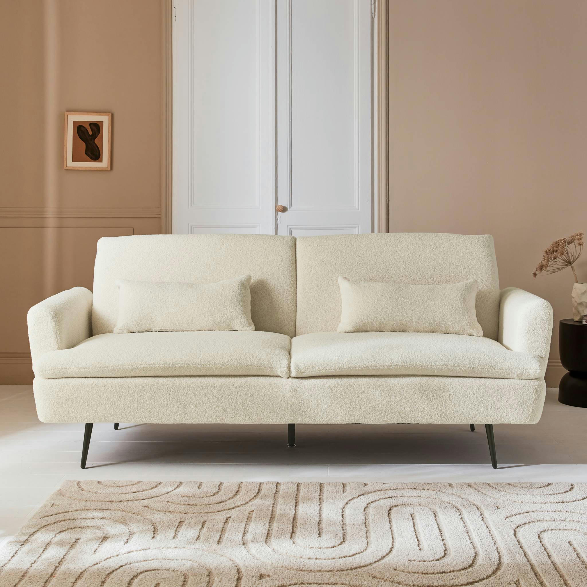 JOHN - Canapé convertible 2-3 places tissu bouclette