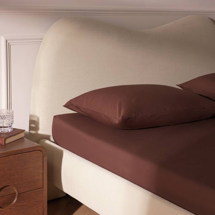 Habitat Cotton Rich Plain Chocolate Fitted Sheet - Single