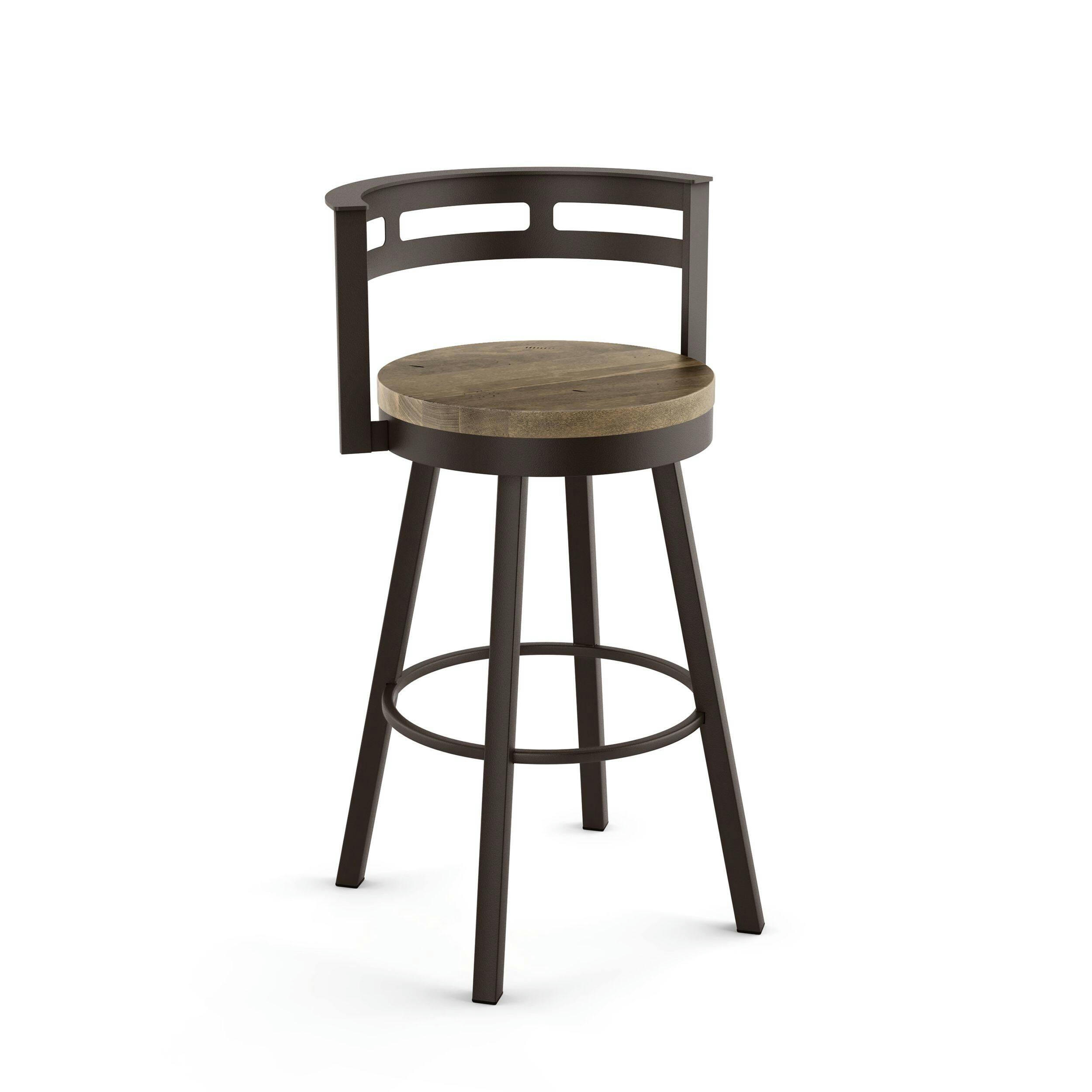 Amisco Vector Wood Swivel Counter Stool, Brown Frame & Beige Fabric, 26-in