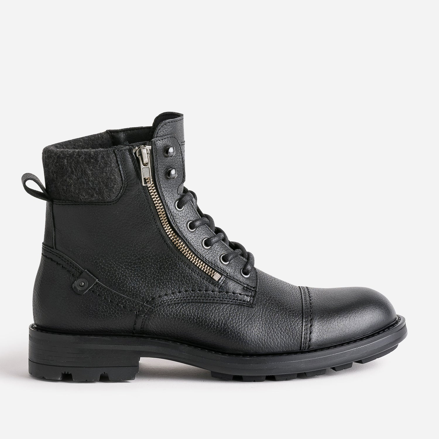 Boots à lacet noir en cuir