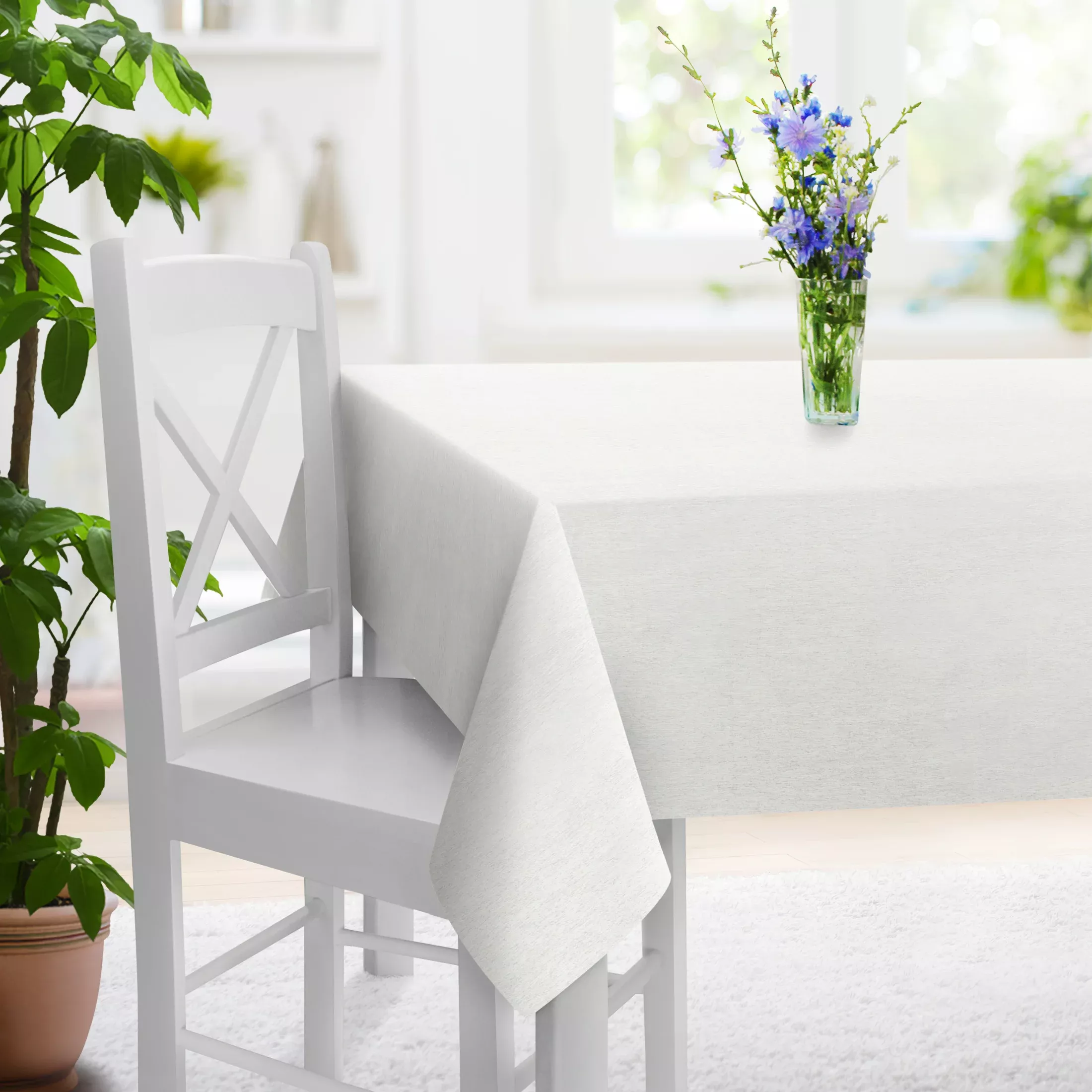 Obrus na wymiar naturalny z miękkiej szenilowej tkaniny z efektem melanżu
