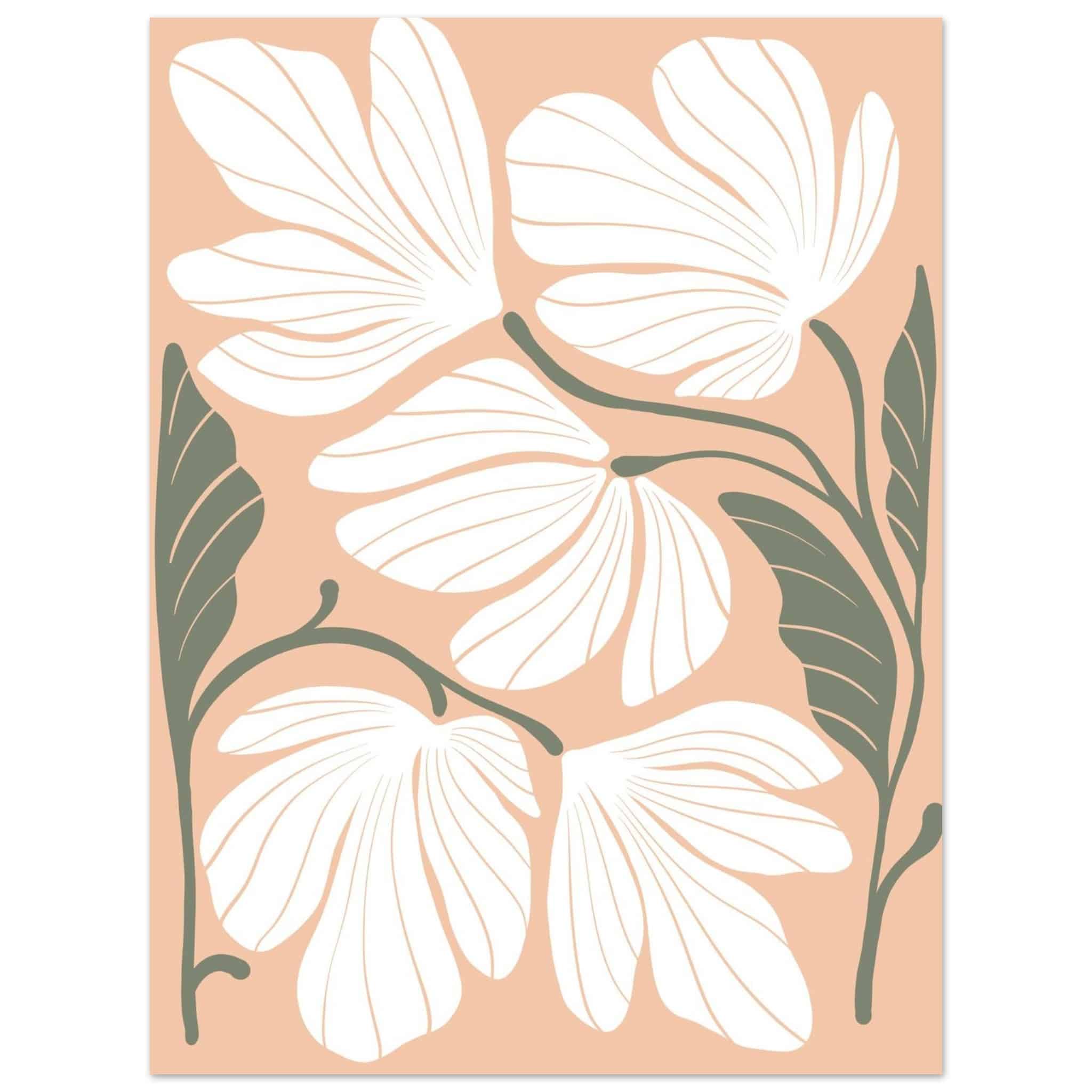 Artfulprints Poster Boho – Delicate flowers  - 30x40 cm - Wit