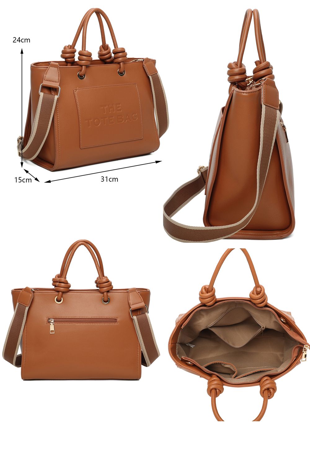 Fontanella Fashion Lyra PU Leather Crossbody Tote Bag with Canvas Strap