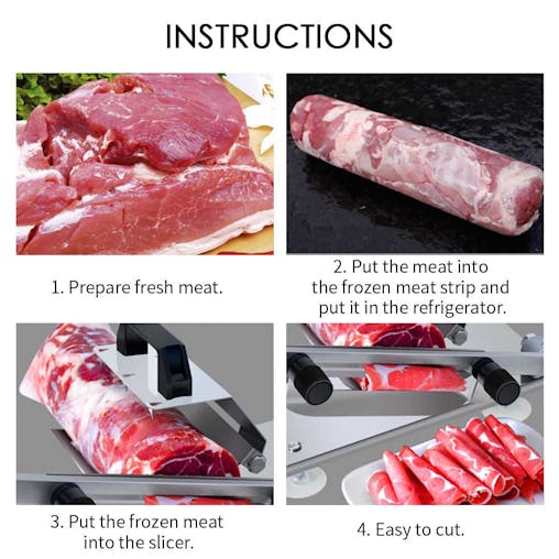 SOGA Manual Frozen Meat Slicer Handle Meat Cutting Machine 18/10 Commercial Grade Stainless Steel