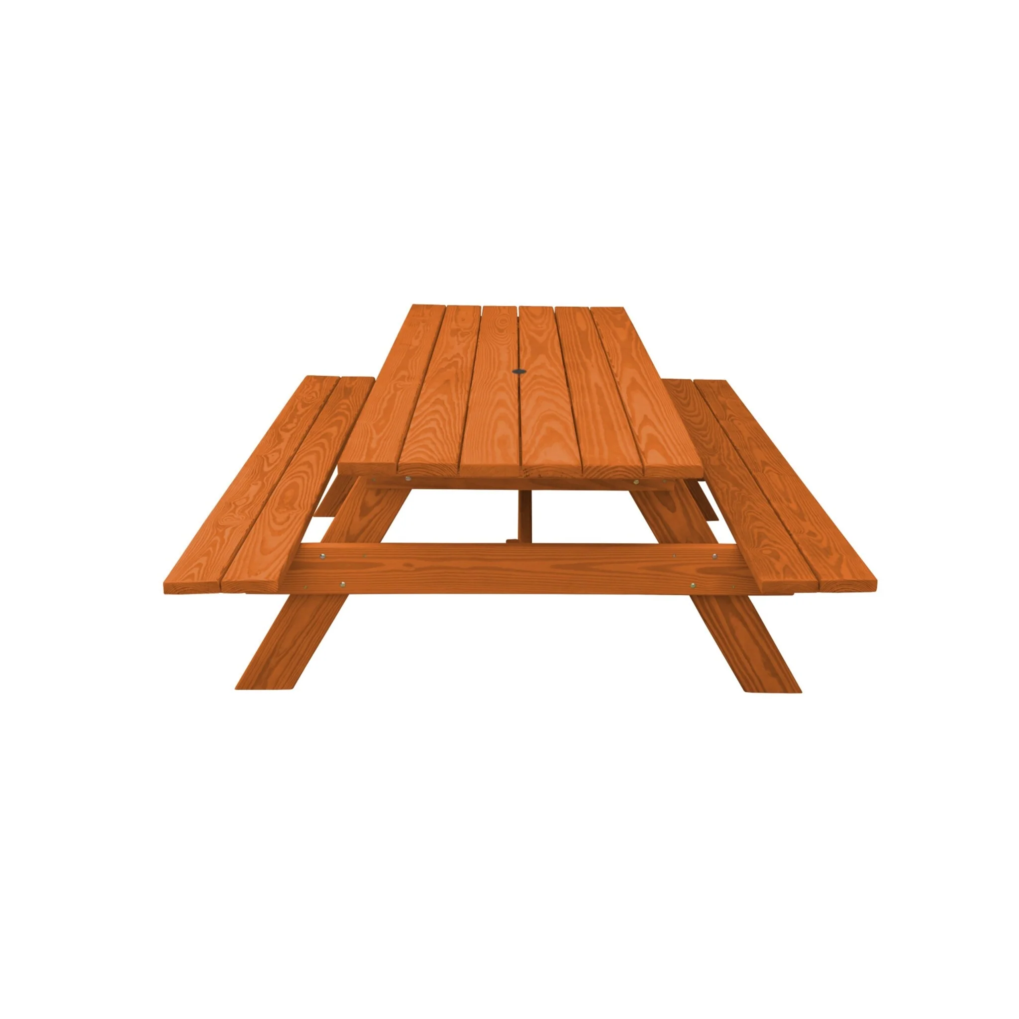 HomeRoots 94 Redwood Solid Wood Outdoor Picnic Table with Umbrella Hole