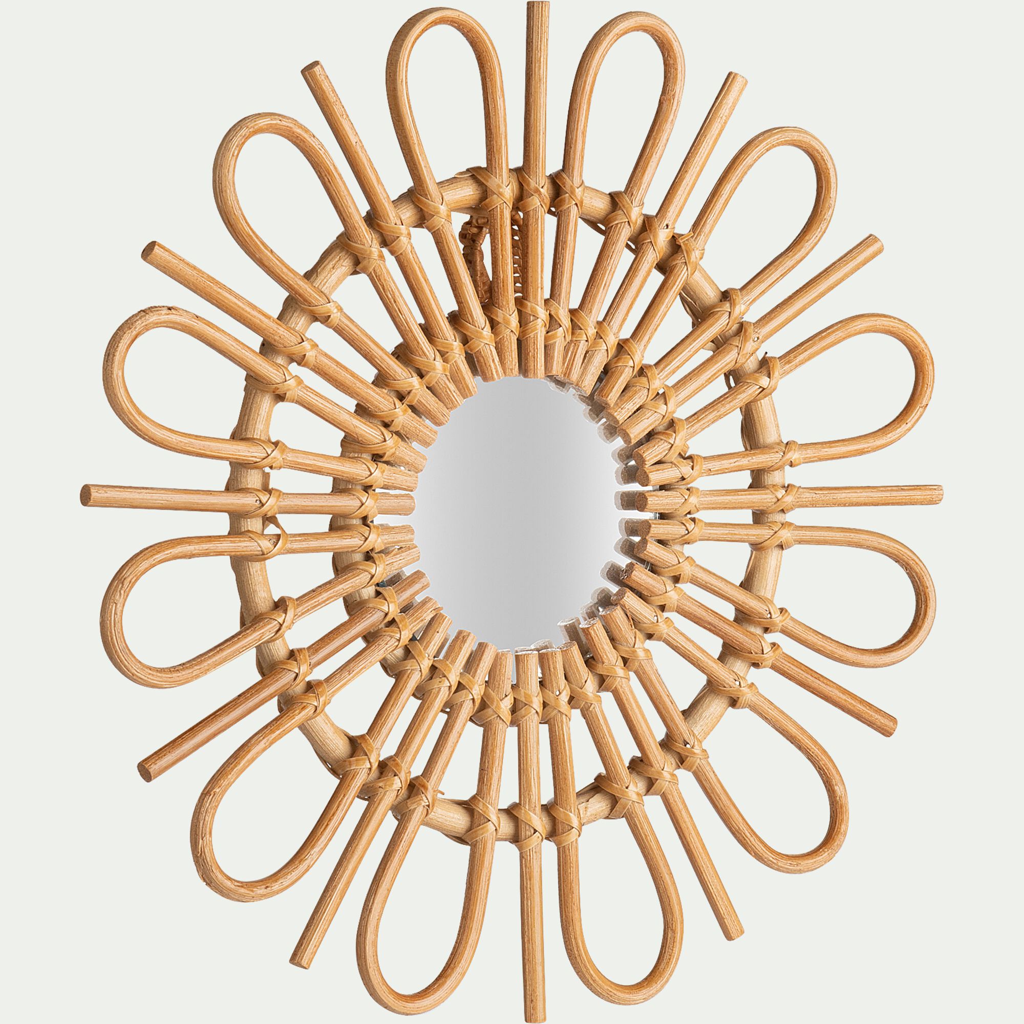 SOLEA - Miroir fleur en rotin D35cm - naturel
