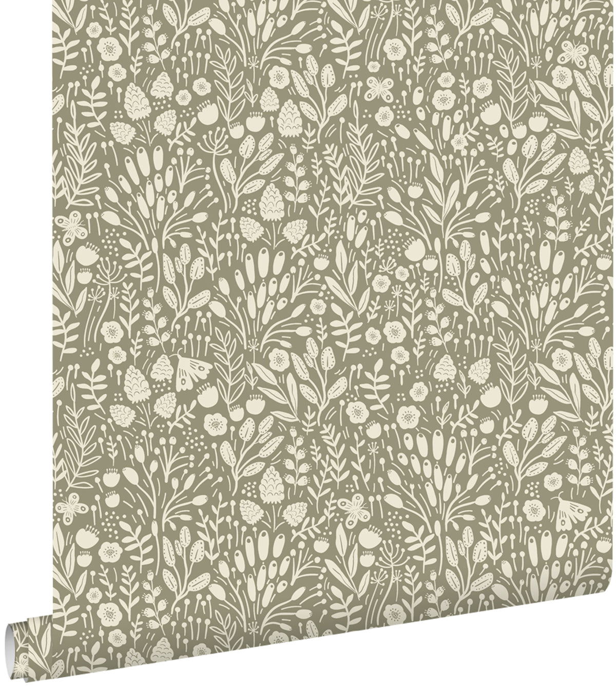 ESTAhome behang bloemetjes licht olijf groen - 50 x 900 cm - 131251