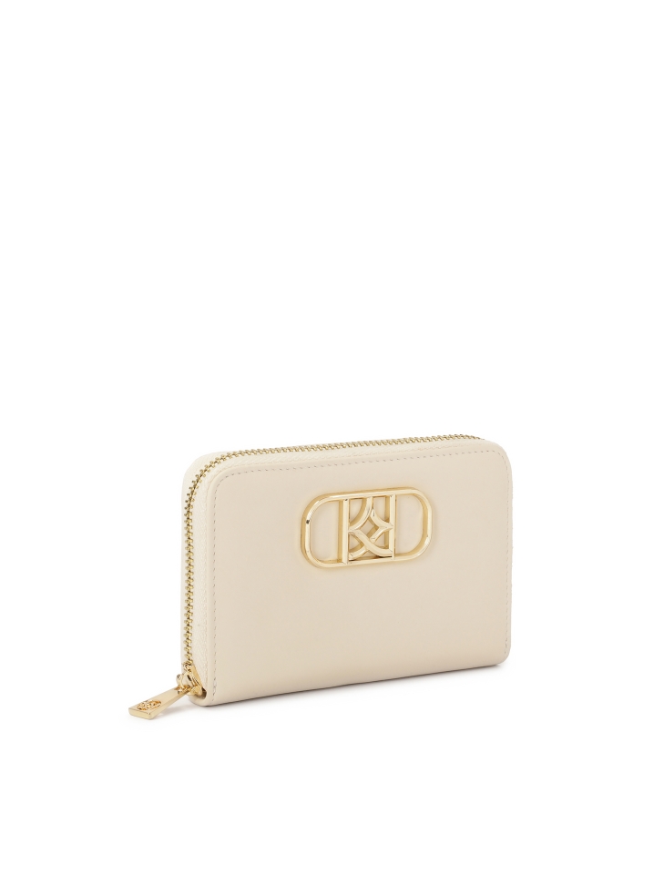 Zipped wallet in broken white color