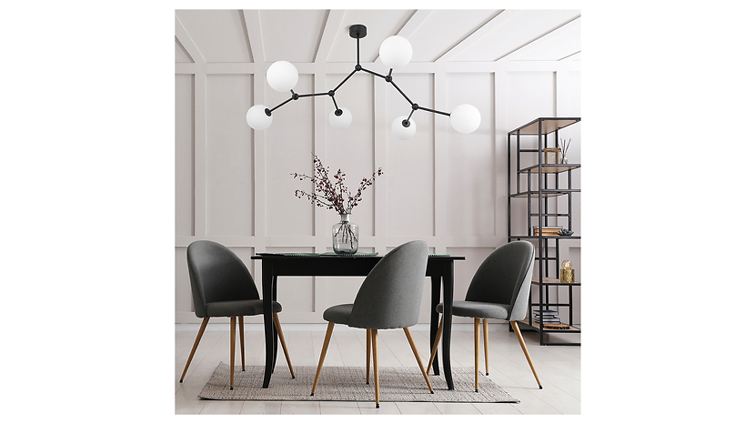 Lampa wisząca Fairy Black 6-punktowa metalowa biało-czarna