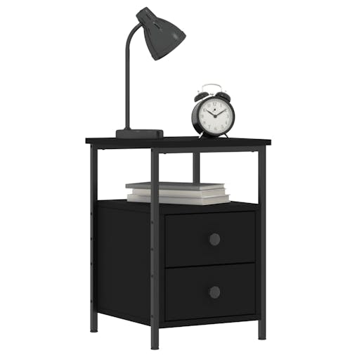 NNEVL Bedside Cabinet Black 34x35.5x50 cm Engineered Wood
