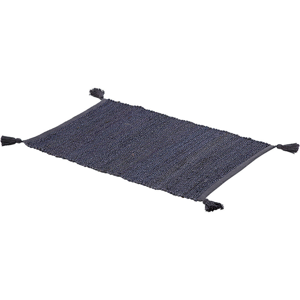Tapis rectangulaire jute bleu