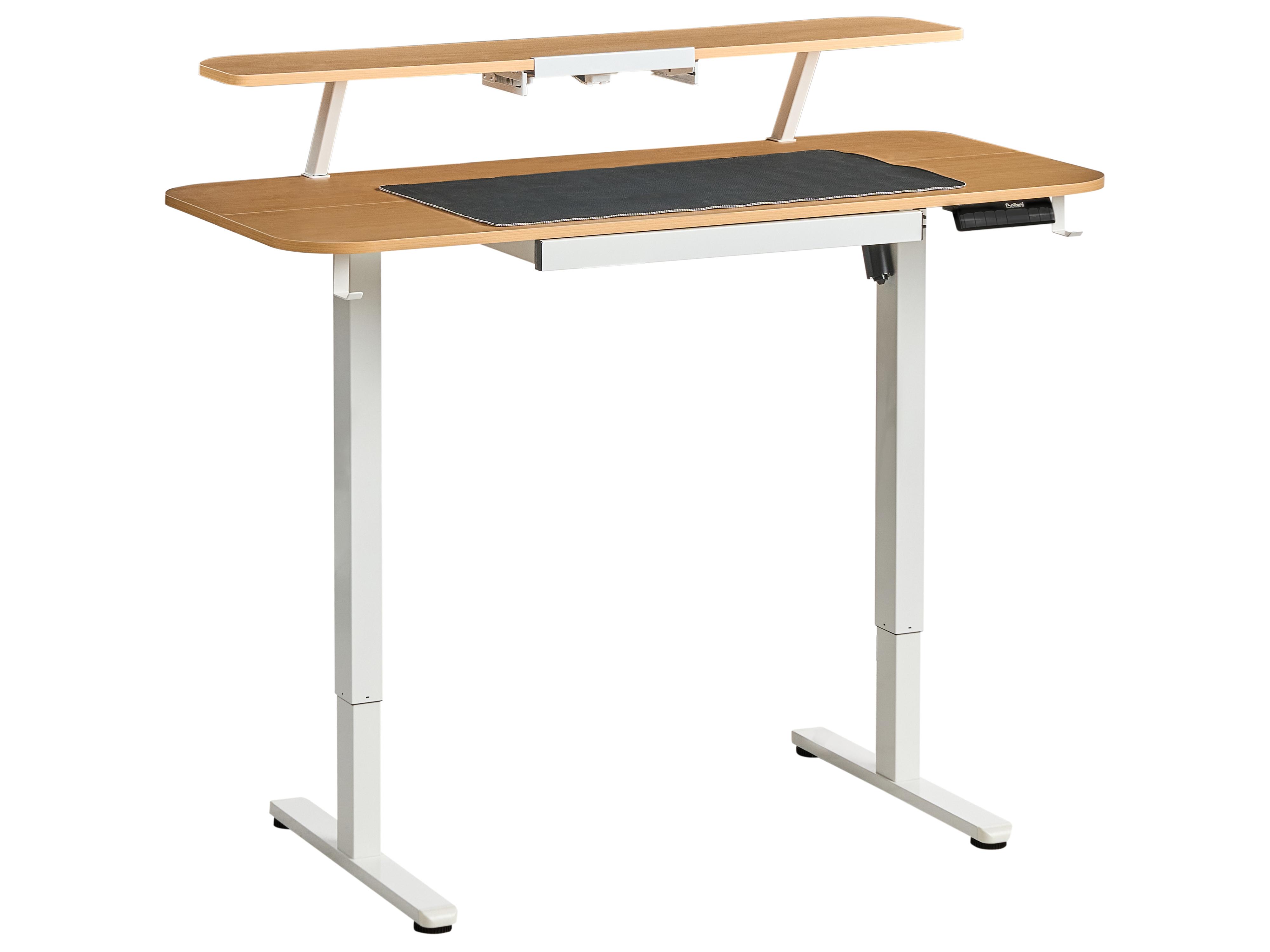 Electric Adjustable Standing Desk WILBANKS Light Brown/ White 120 cm 60 cm with USB Port