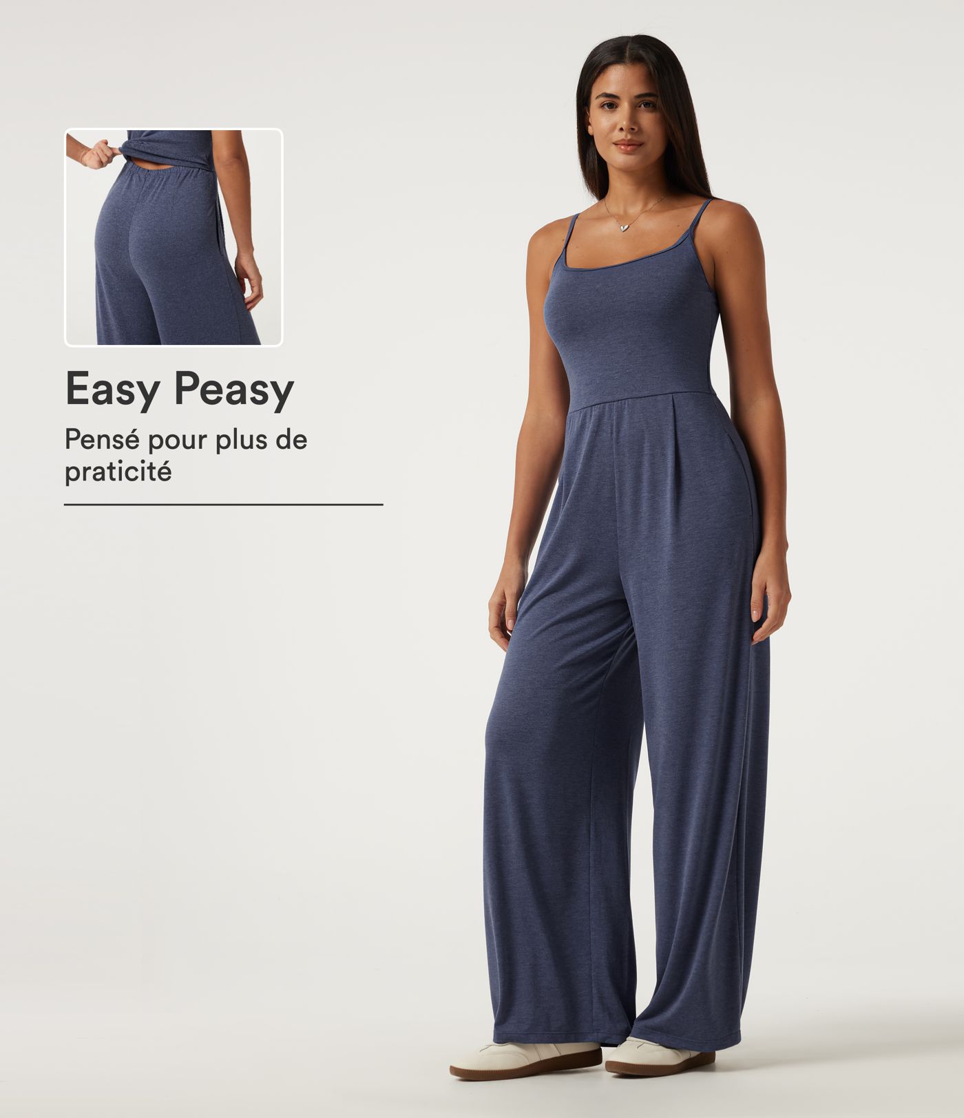 Combinaison baggy sans manches à encolure en U Édition accès facile Easy Peasy, fronces, coussinets amovibles et poches