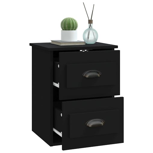 NNEVL Wall-mounted Bedside Cabinets 2 pcs Black 41.5x36x53cm