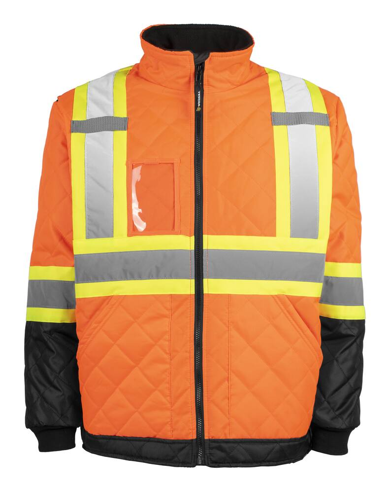 Terra Hi-Vis Lined Work Jacket with Reflective Tape and Stand up Collar for Warmth, Orange