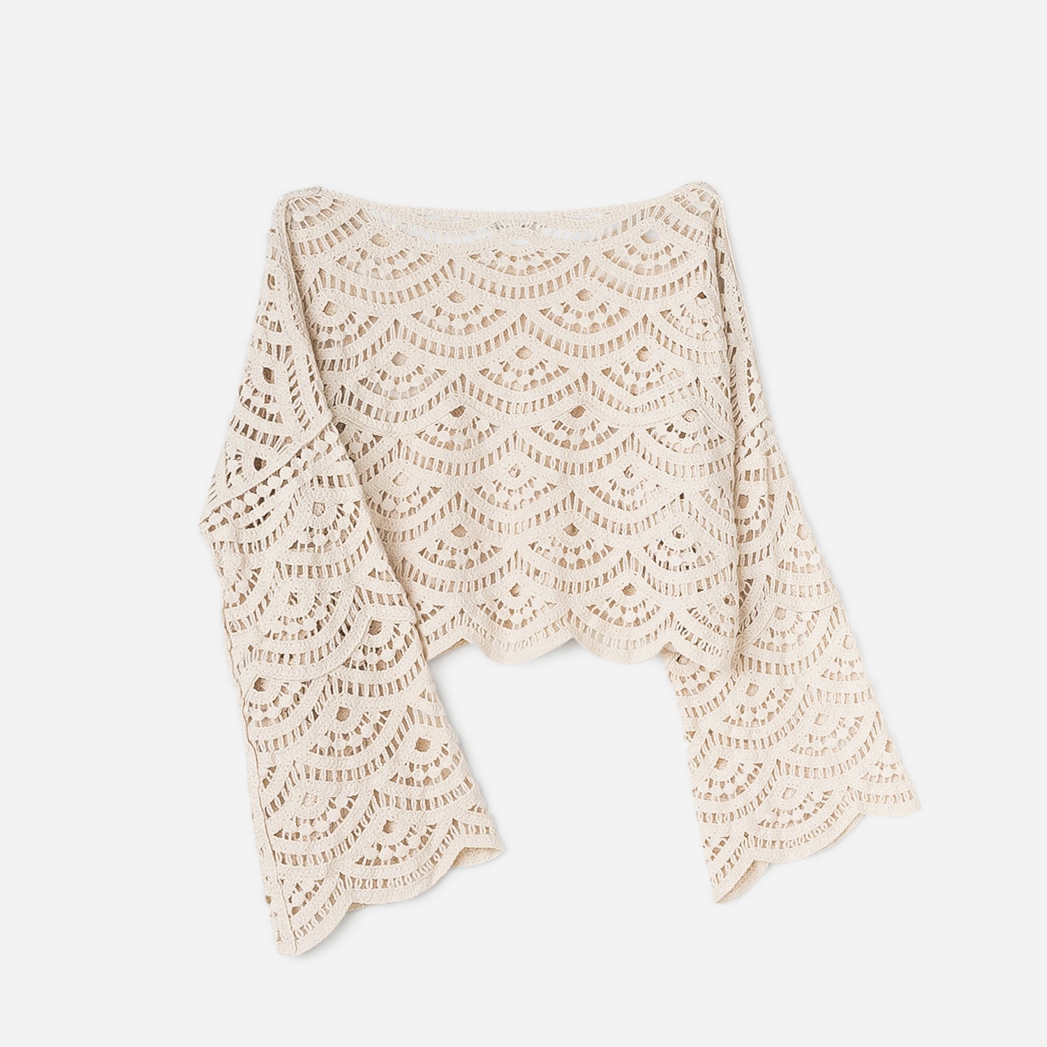 Top TEXTO écru en macramé