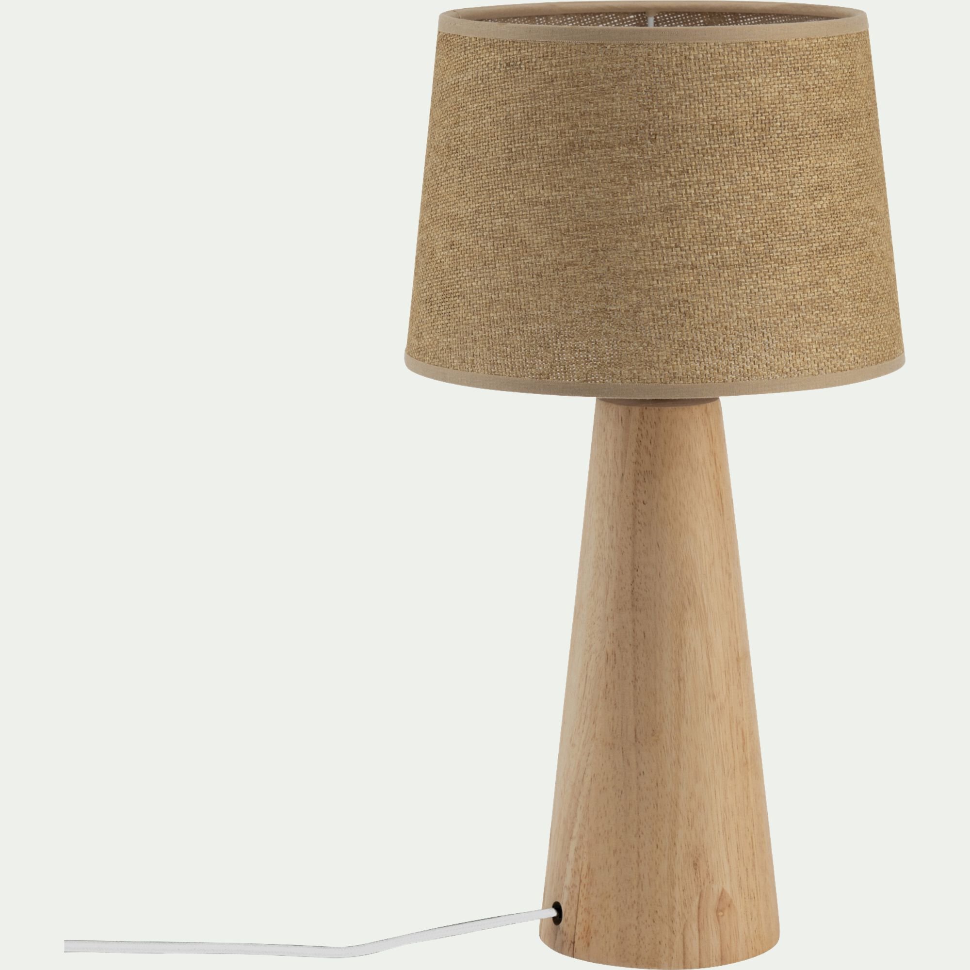 VATHIA - Pied de lampe électrifiée en bois d'hévéa H29cm - naturel