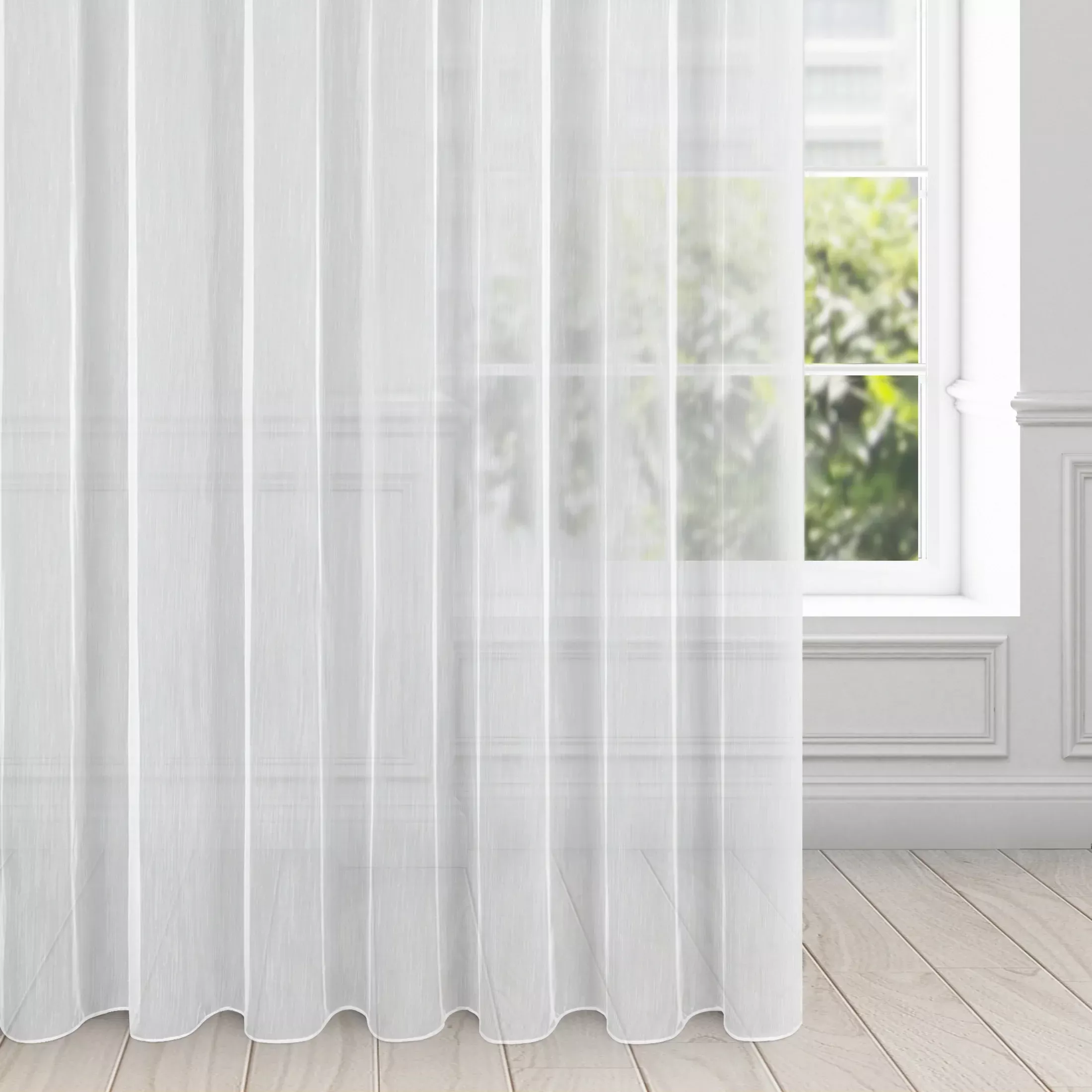 Firana biała o strukturze drobnego deszczyku 350x250 cm przelotka NICEA