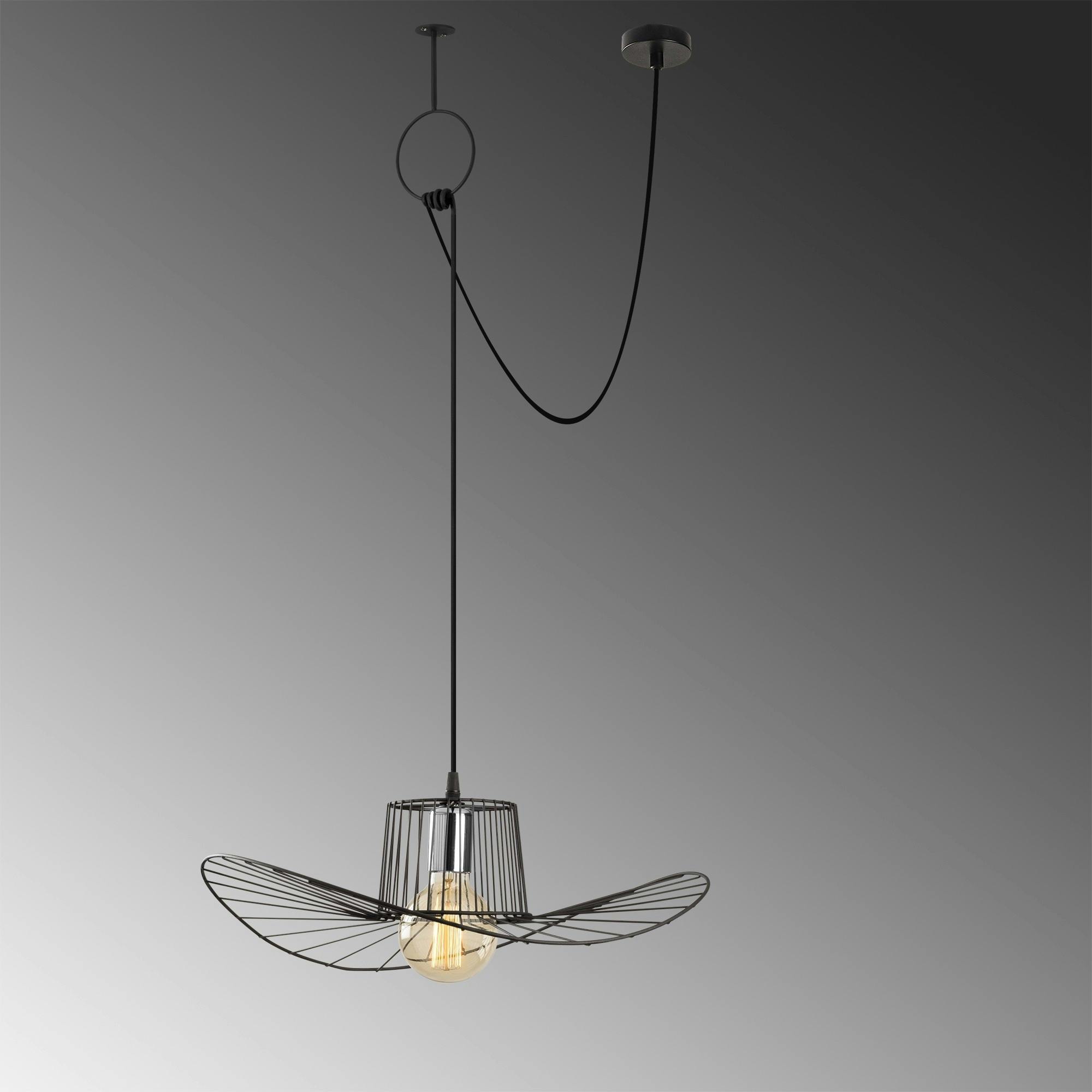 Suspension design noire filaire ondulée, avec anneau SINOP