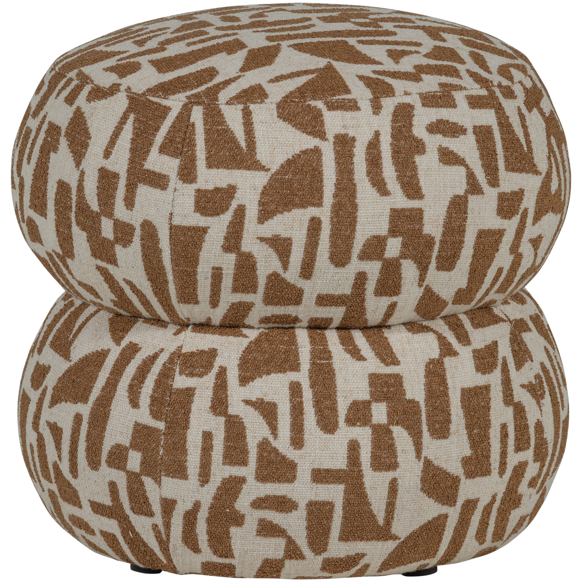 WOOOD poef Anic - Polyester - Grafisch Patroon - Bruin