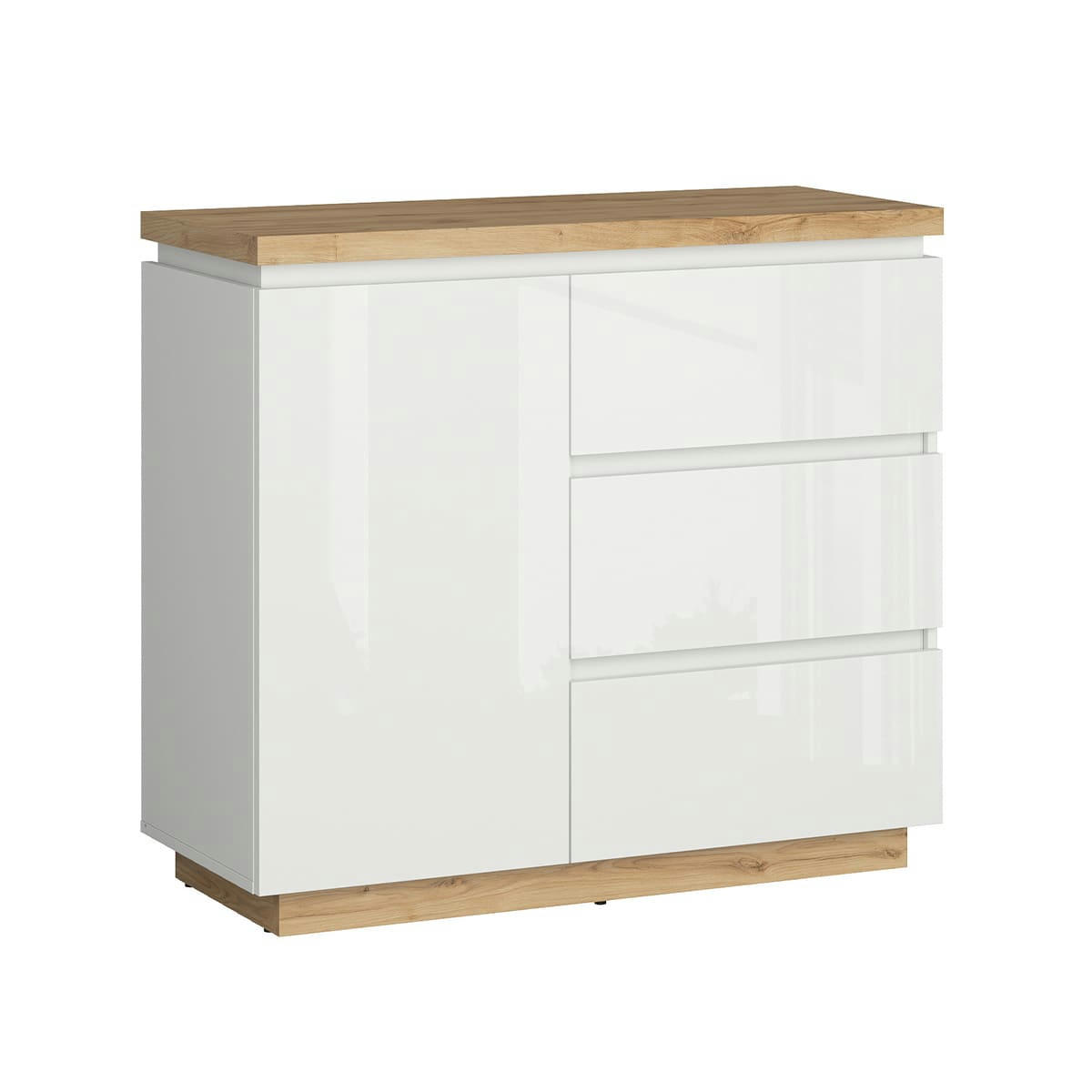 - Commode 3 tiroirs 1 porte blanche et naturelle