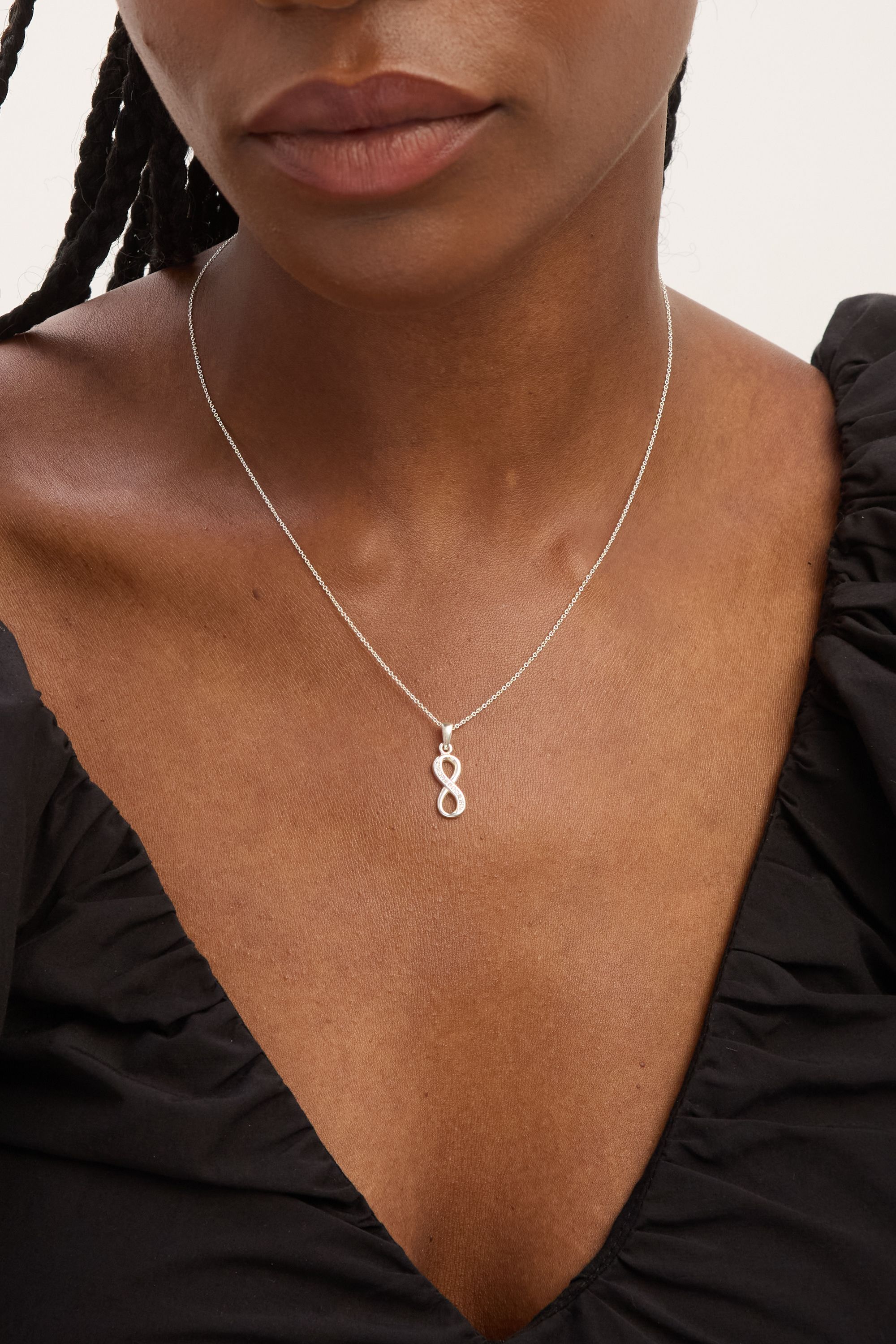 Simply Silver Sterling Silver 925 Cubic Zirconia Infinity Pendant