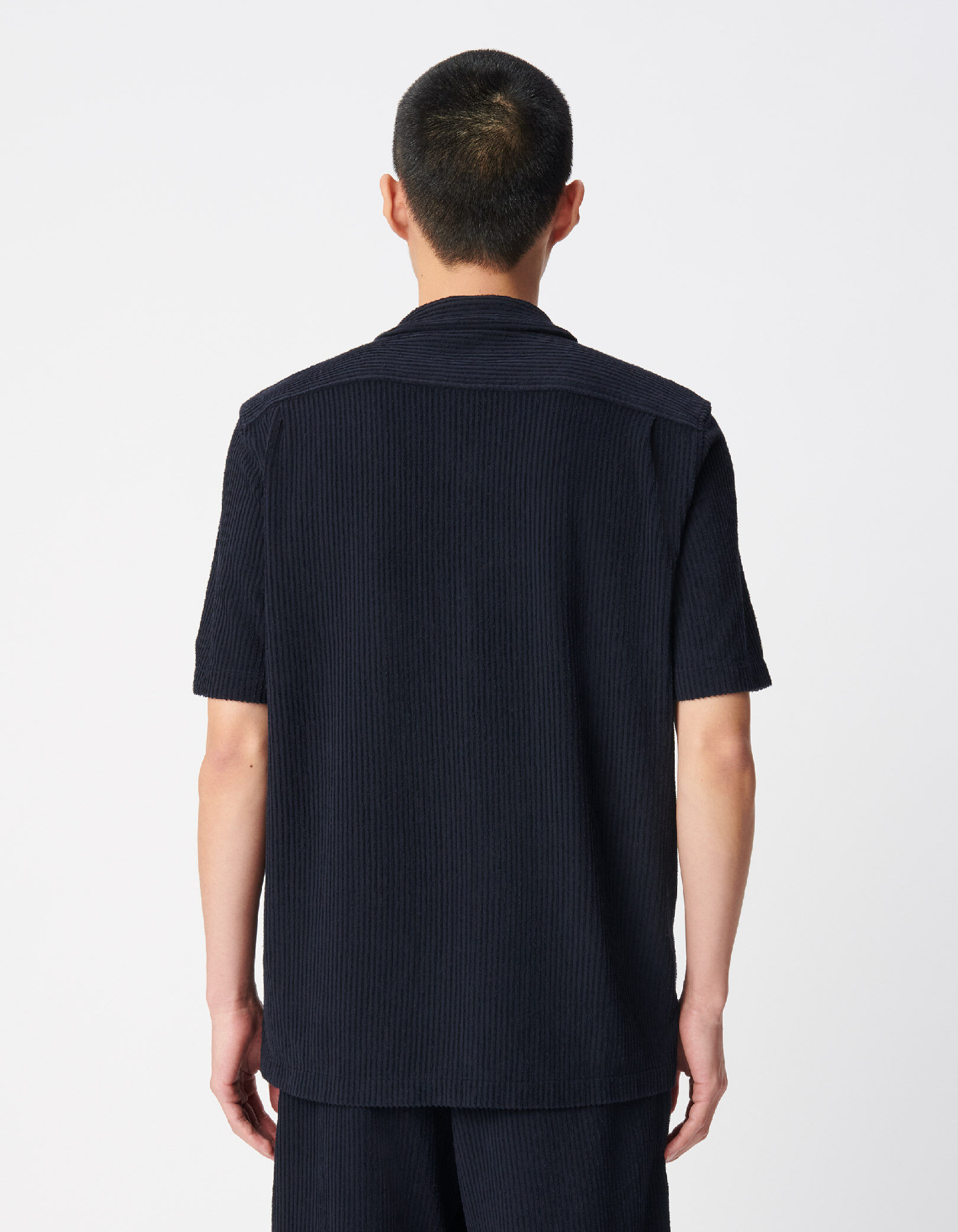 Chemise regular marine éponge relief rayures Homme
