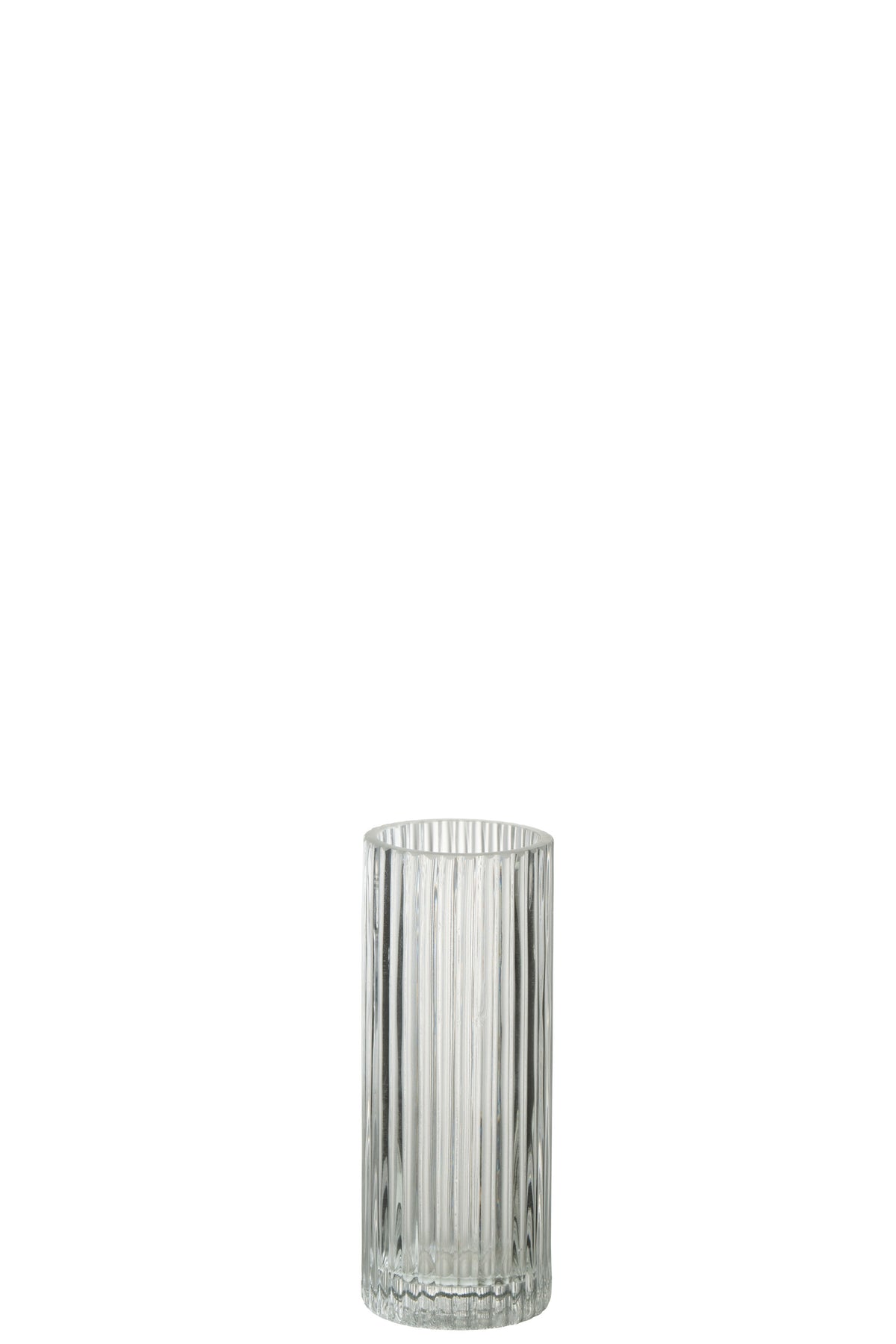 J-Line vaas Cylinder Lijnen - glas - transparant - small - 2 stuks - 20 cm hoog