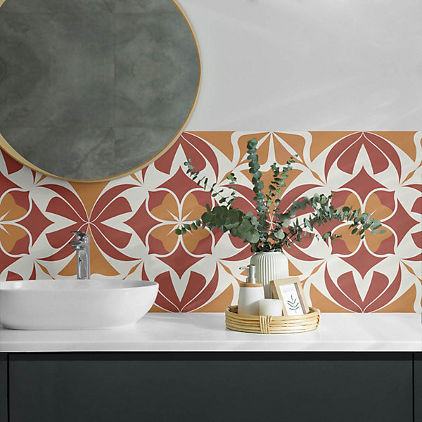 Panneau Décoratif Wallfluent 100x50 cm Motif Floral Symétrique 1 pièce