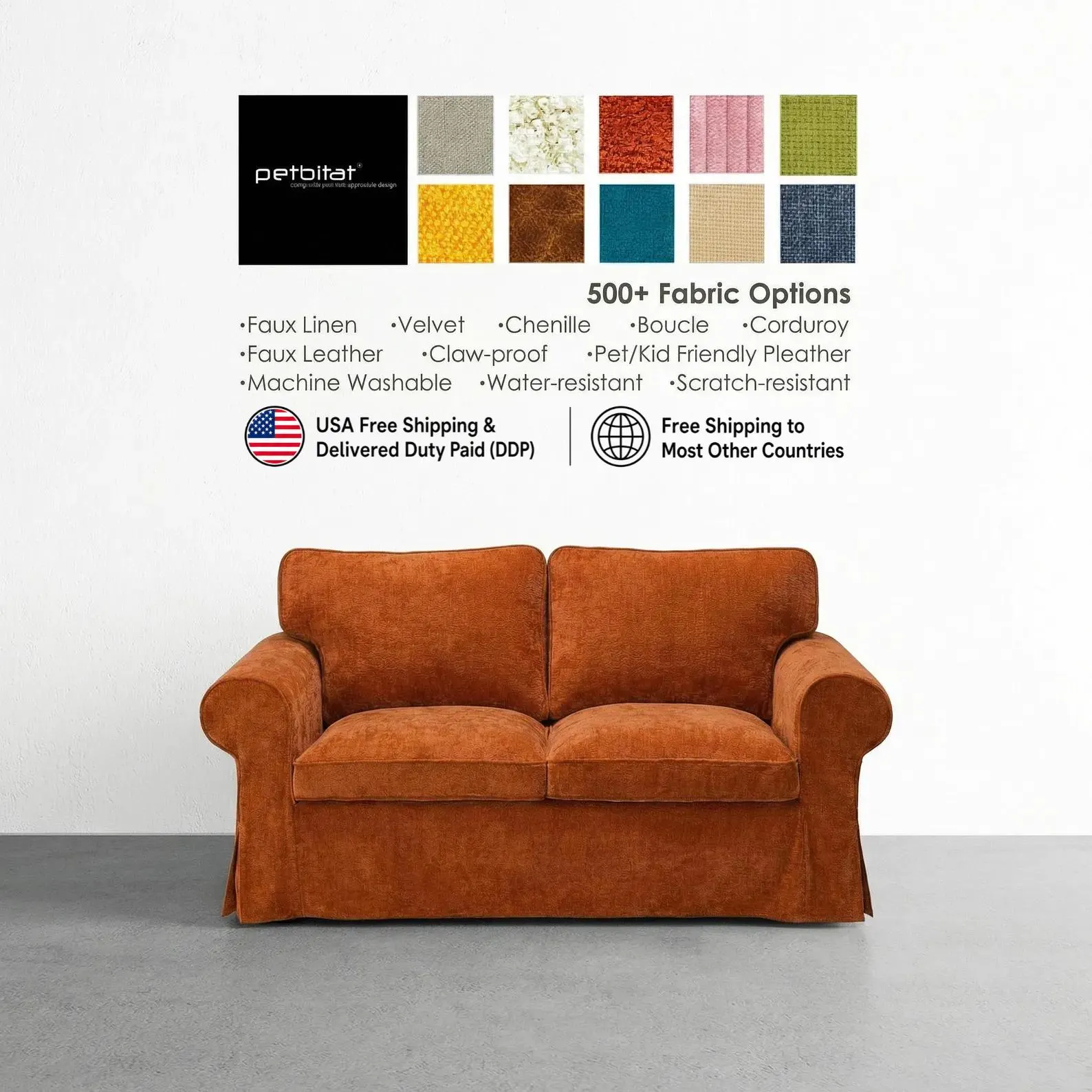 Cover for Ektorp 2 Seat Sofa, Ektorp loveseat Cover, Custom made covers to fit Ektorp 2 seat sofa, Replacement Cover for Ektorp Loveseat