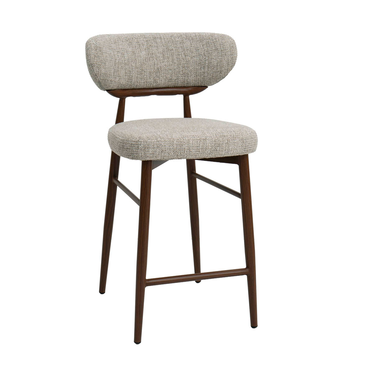 DÉJA Living Barstoel Milan - Beige/Walnoot - Zithoogte 65cm - Set van 2