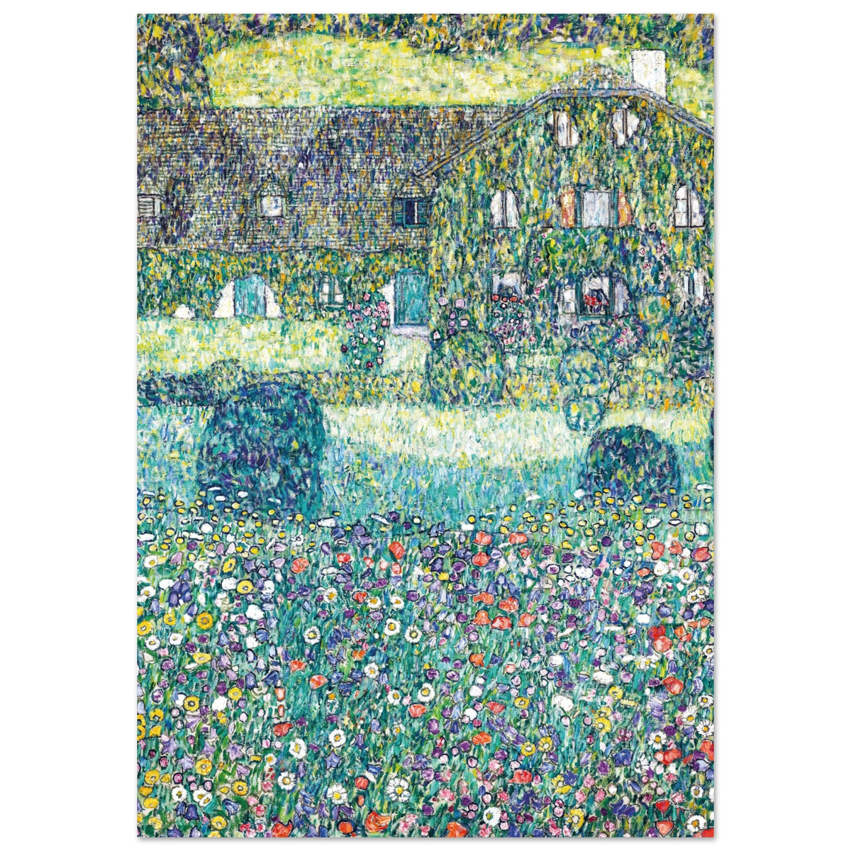 Artfulprints Poster Gustav Klimt - Country house by the Attersee  - 70x100 cm - Donkergroen