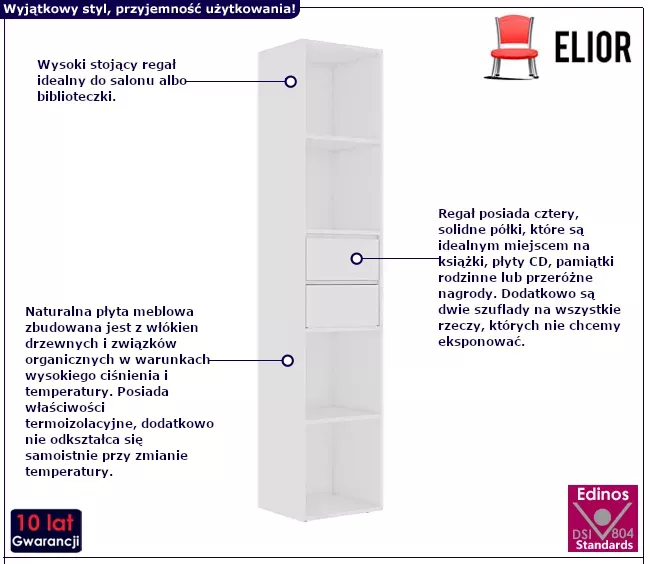 Regał z szufladami biały - Ello
