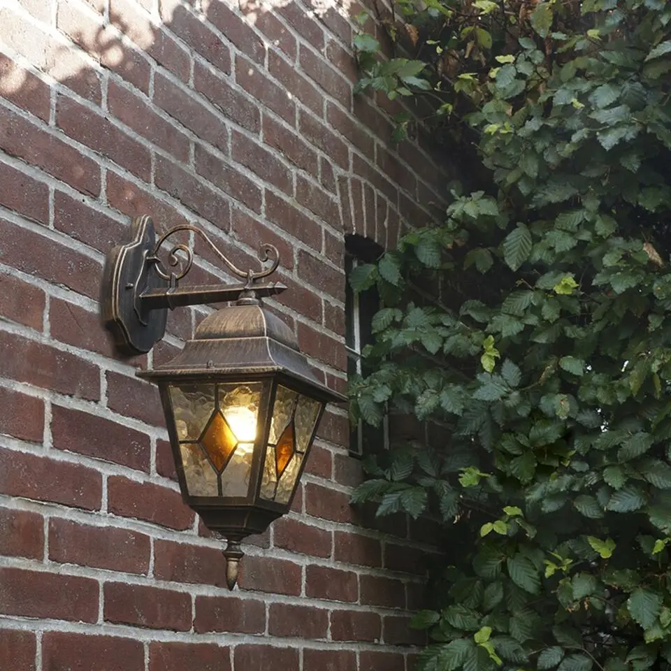 Qazqa wandlamp met bewegingssensor antigua down bronskleurig e27