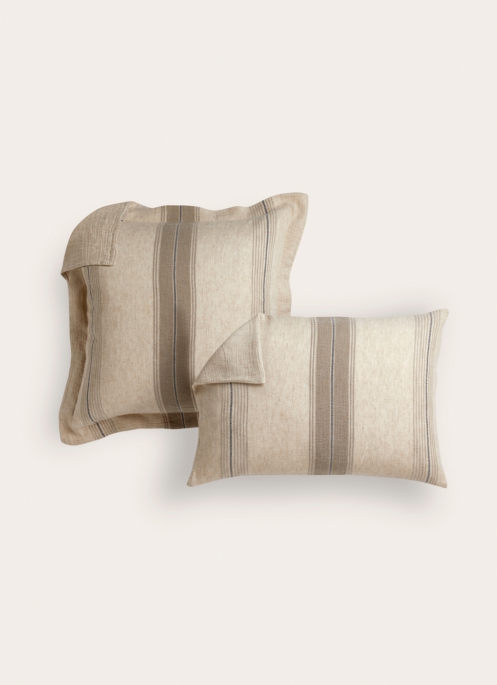 LOT DE 2 TAIES D'OREILLER RAYÉES NEMROD KAKI