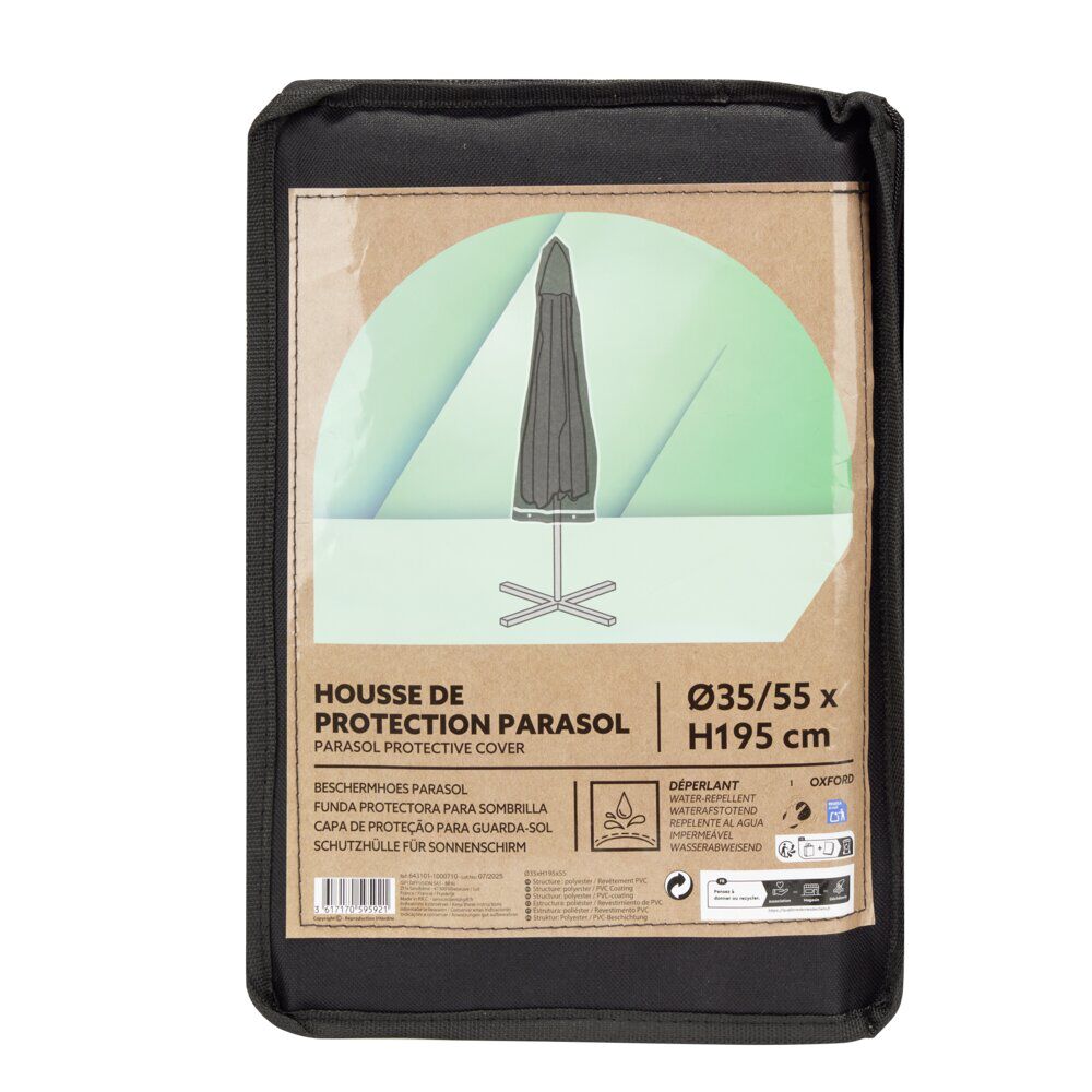 Housse de protection parasol Oxford noir 55x35xH195cm