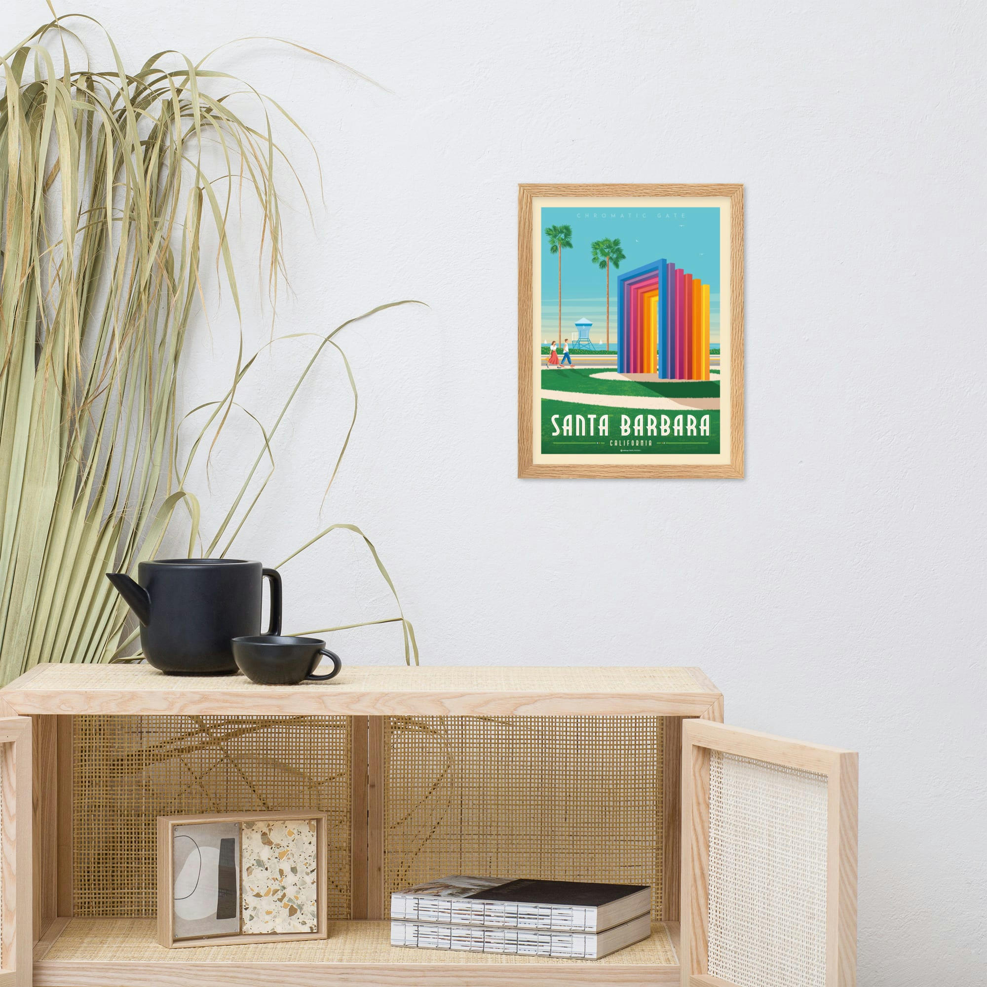 - Affiche Santa Barbara Californie avec Cadre (Bois) 21x29,7 cm