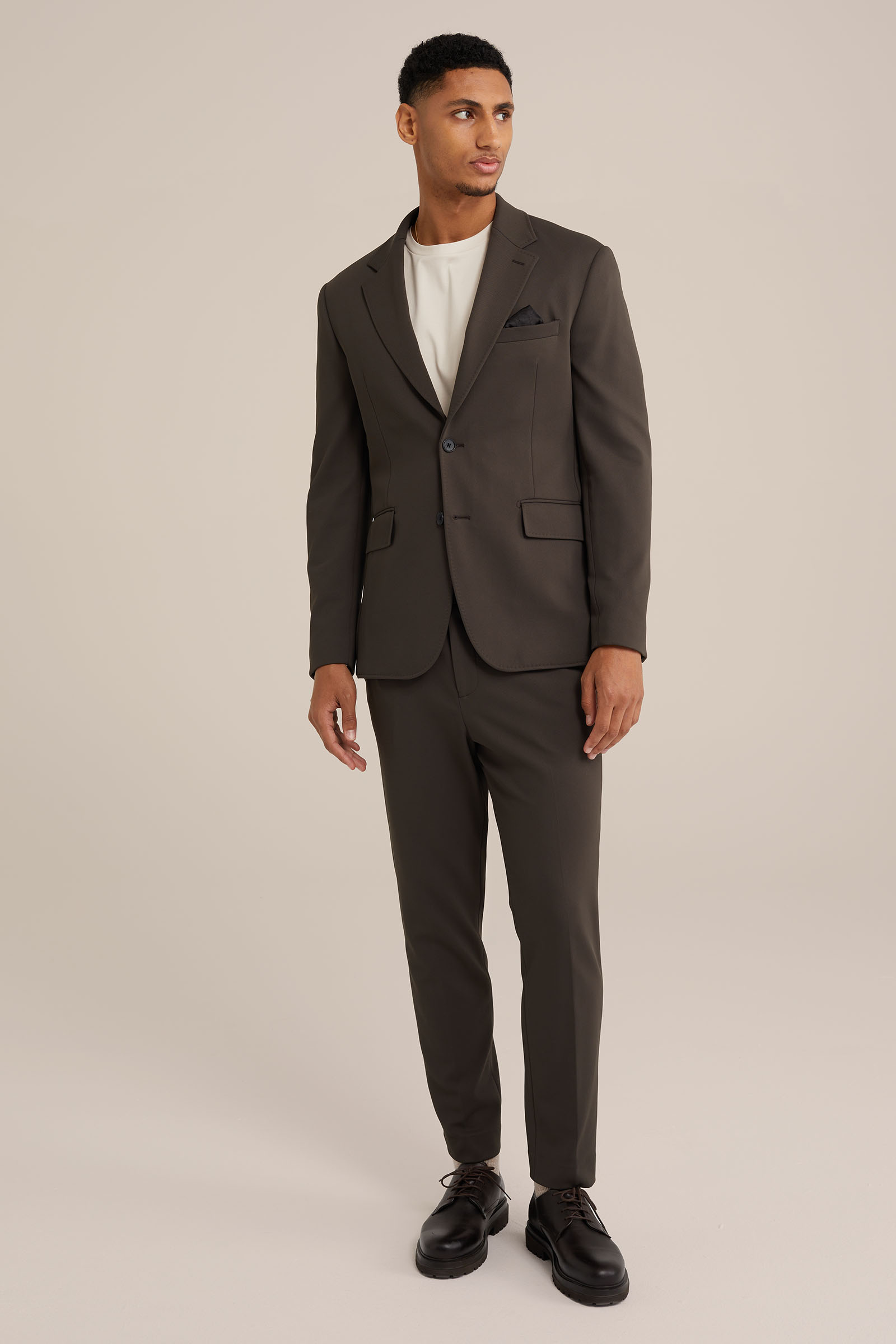 Heren Slim fit blazer van kreukvrij gebreid nylon