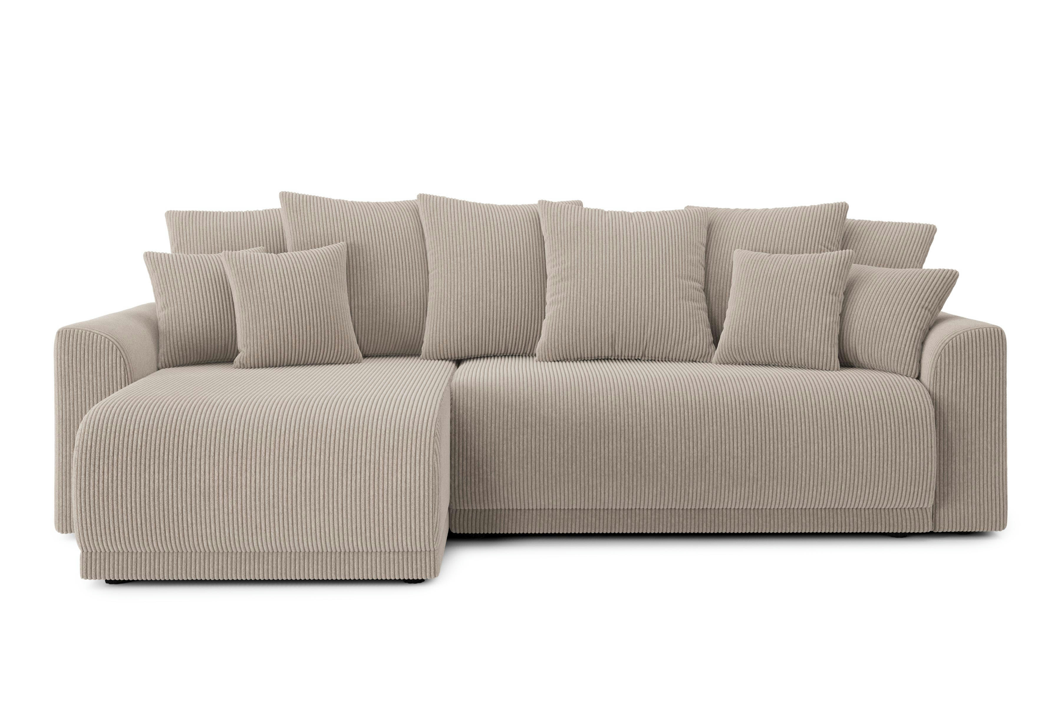 NOVA - Canapé d'angle convertible en velours côtelé 4 places grège