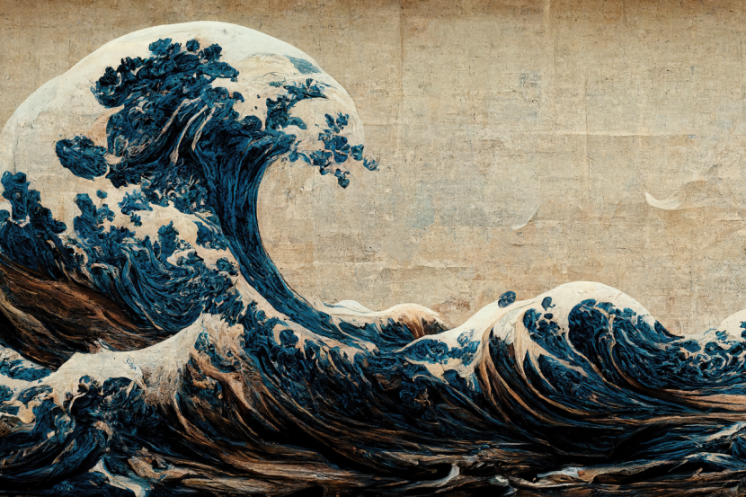 Fototapeta FALE Ocean Japoński Styl Vintage 90x60cm