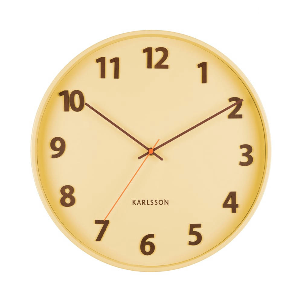 SUMMERTIME - Horloge en métal jaune D40cm