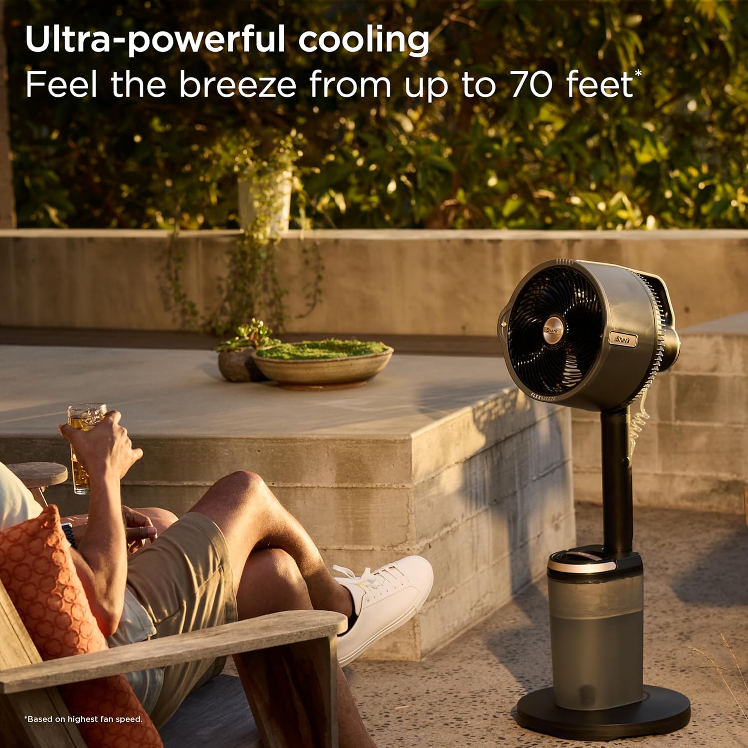 Shark FlexBreeze Pro Mist Fan — Indoor & Outdoor, Integrated Misting, Pedestal to Tabletop, Corded or Cordless, Up to 24-Hr Battery, Oscillating, Charcoal Grey, FA302 (2025 Release)