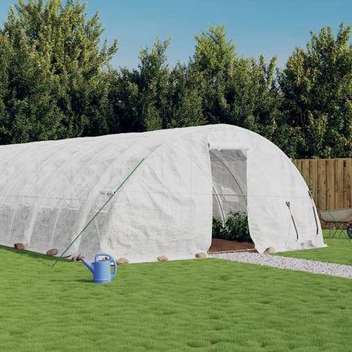 NNEVL Greenhouse with Steel Frame White 40 m&sup2; 8x5x2.3 m