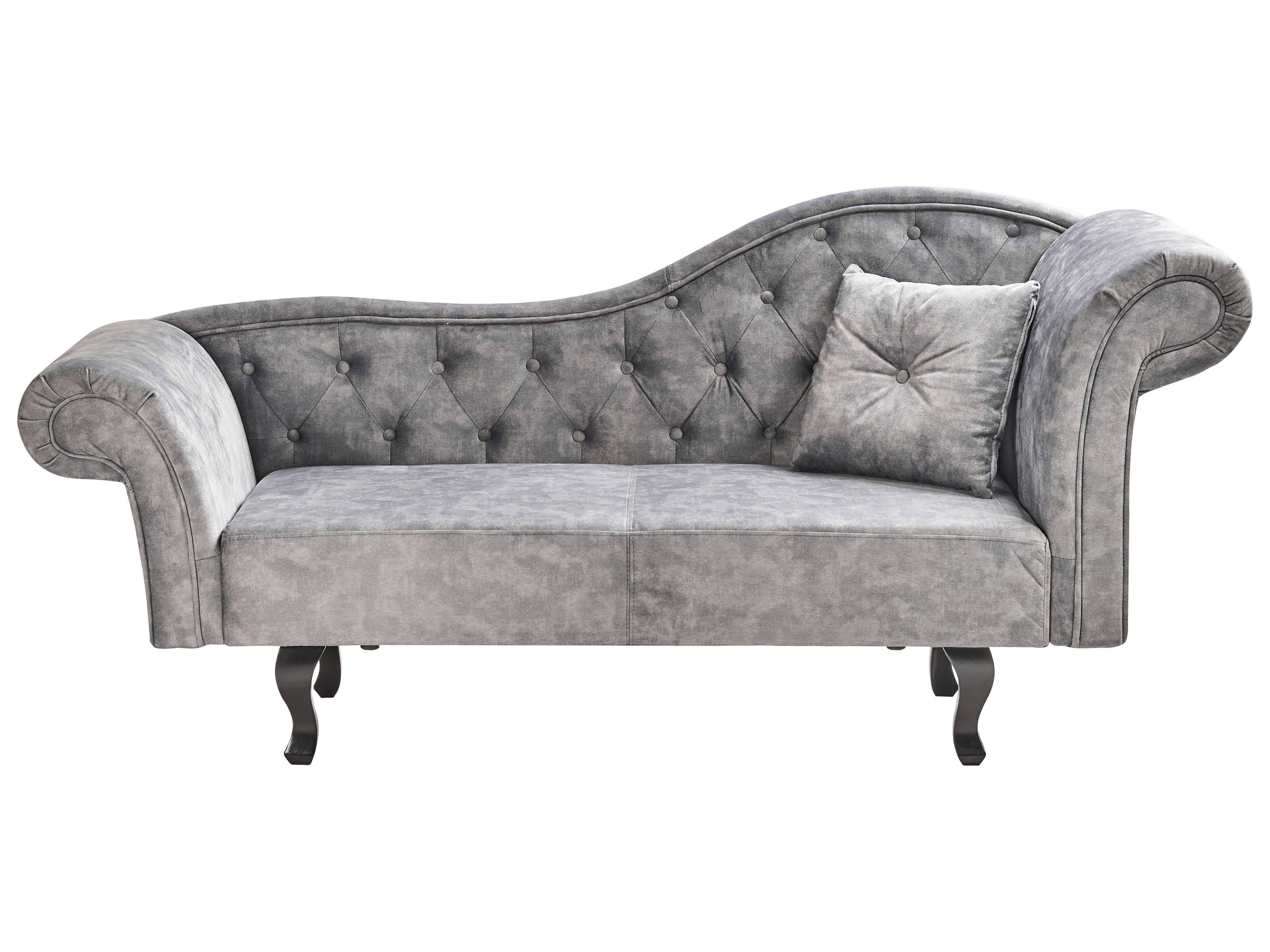 Left-Hand Chaise Longue LATTES II Velvet Grey