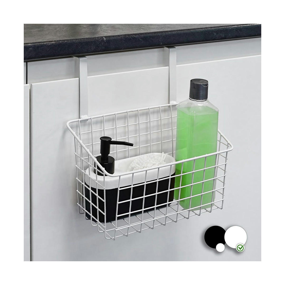 MÉTAL - Organisateur cuisine métal blanc panier de porte 28x12x22,5cm